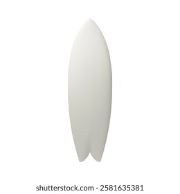 White surfboard mockup, vector object illustration. Surf board graphic template blank, abstract modern silhouette for branding. Extreme summer sea water activity collection design. Surfboard shape