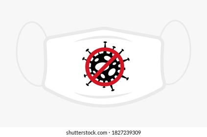 Ilustración vectorial del concepto de máscara facial quirúrgica blanca paro coronavirus 2019-nCoV