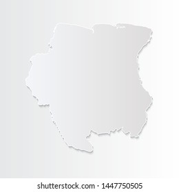 White Suriname map-countries. Vector paper map of Suriname on a gray background. Vector illustration.