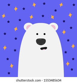 White surprised bear. Drawn in cartoon style. Vector. Decor element, children's illustration.