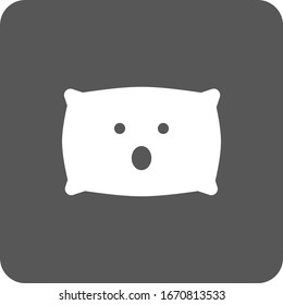 White surprised pillow icon on grey background. Emotions