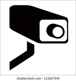 White Surveillance Camera (CCTV) Warning Sign