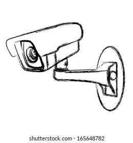 Signo de advertencia de cámara de vigilancia blanca (CCTV)