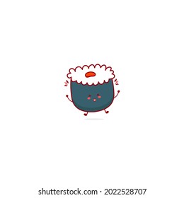White sushi cute character illustration smile happy mascot logo kids play toys template