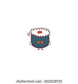 White sushi cute character illustration smile happy mascot logo kids play toys template