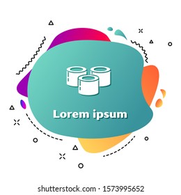 White Sushi icon isolated on white background. Traditional Japanese food. Abstract banner with liquid shapes. Vector Illustration