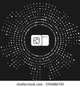 White Sushi icon isolated on grey background. Traditional Japanese food. Abstract circle random dots. Vector Illustration