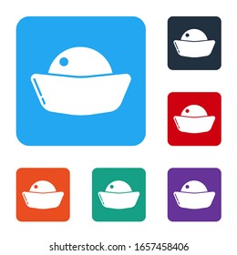 White Sushi icon isolated on white background. Traditional Japanese food. Set icons in color square buttons. Vector Illustration