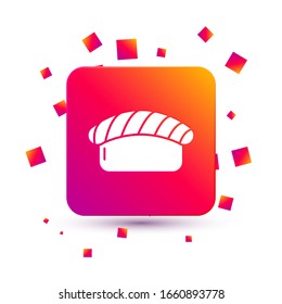 White Sushi icon isolated on white background. Traditional Japanese food. Square color button. Vector Illustration