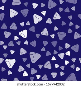 White Sushi icon isolated seamless pattern on blue background. Traditional Japanese food.  Vector Illustration