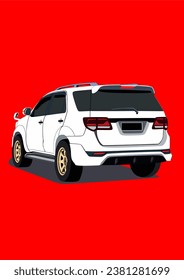 White SUV Offroad 4x4 Vector Art