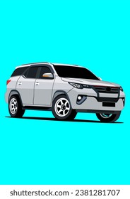 White SUV Offroad 4x4 Vector Art