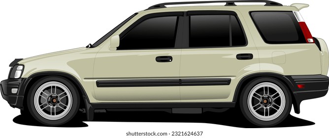 Weiße Seitenleistung von Geländewagen, 4-Wände-Vorderräder, Vektorgrafik