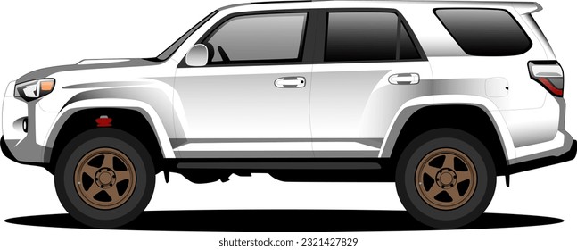 white suv pickup truck 4wd style offroad car front side wheels vector illustration