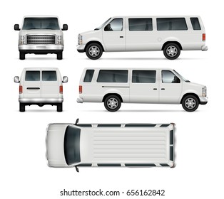 White suv vector mock up for advertising, corporate identity. Isolated template of the car on white background. Vehicle branding mockup. Easy to edit and recolor. View from side, front, back and top.