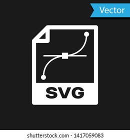 White SVG file document icon. Download svg button icon isolated on black background. SVG file symbol. Vector Illustration