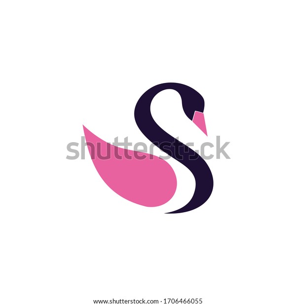 White Swam Logo Vector Template Stock Vector (Royalty Free) 1706466055