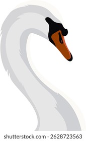 Ilustração de animal de pássaro de cisne branco isolada no fundo branco