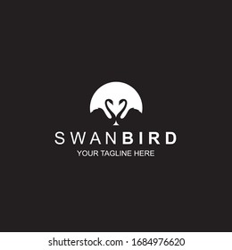 white swan icon isolated on black background