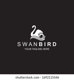 white swan icon isolated on black background