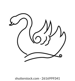 white swan icon on white background