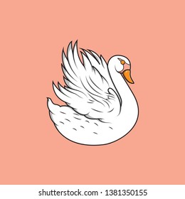 WHITE SWAN ILLUSTRATION FULL OF LOVE