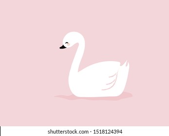 White swan, illustration, vector on white background.