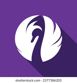 VECTOR DE LOGOTIPO BLANCO SWAN EN BLANCO CON FONDO PURPLE