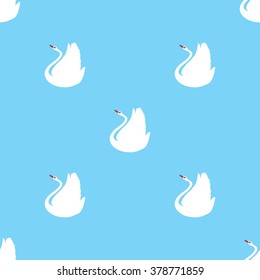 white swan on a blue background art design vector pattern