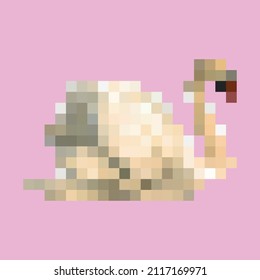 White swan pixel art vector bird