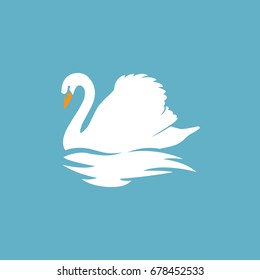 white swan silhouette logo sign emblem vector illustration