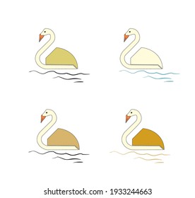 WHITE SWAN SYMBOL AND COLORFUL NATURAL WILD ANIMAL DESIGN