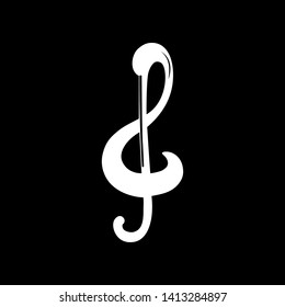 White Swan Treble Clef Creative Music Sign. Vector Illustration.