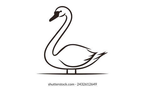 White swan. Vector flat illustration on white background