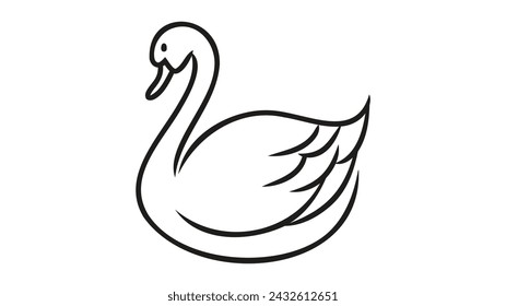 White swan. Vector flat illustration on white background