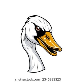 logotipo de ilustración de vector de cisne blanco