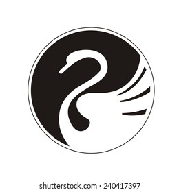 White swan. Vector silhouette.