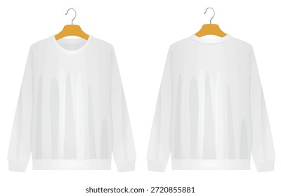 White sweatshirt on hanger. vector
