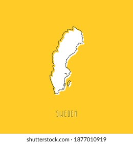 White SWEDEN country map with black outline on yellow background. Simple geographic territory template concept. Vector ilustration easy to edit and customize. EPS10