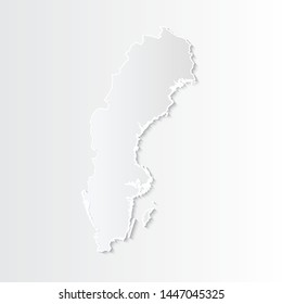 White Sweden map-countries. Vector paper map of Sweden on a gray background. Vector illustration.