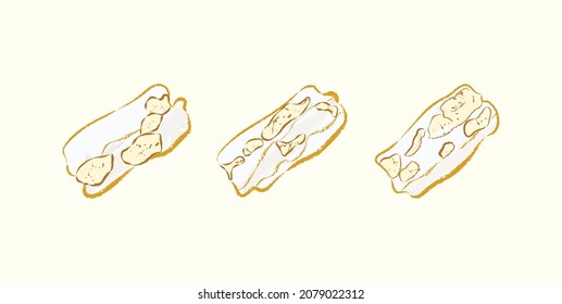 White sweet traditional nougat, Taiwan cuisine with different angle in illustration vector art design