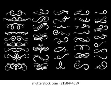 White swirls collection vector element. Font dividers for text decoration and ornament. Vintage border and frame. Vector eps 10