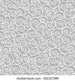 White swirls on grey background seamless pattern. Vector illustration