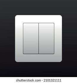 White switch isolated on black background. Wall switch. Vector illustration.