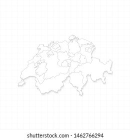 White Switzerland map and grid vector. Thin gray outline on white background. EPS10.