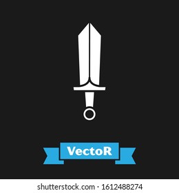 White Sword for game icon isolated on black background.  Vector Illustration