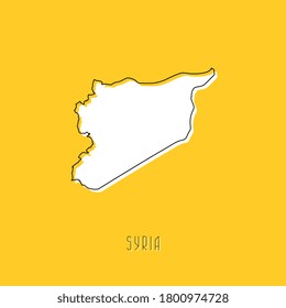 White Syria country map with black outline on yellow background. Simple geographic territory template concept. Vector ilustration easy to edit and customize. EPS10