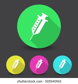 White Syringe icon in different colors set