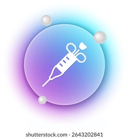 White Syringe icon isolated on white background. Syringe for vaccine, vaccination, injection, flu shot. Medical equipment. Blue and purple gradient circle background. Vector