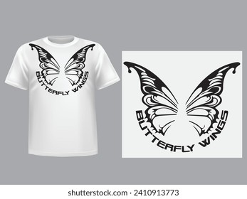 White T shirt with butterfly wings design is so beautiful design.